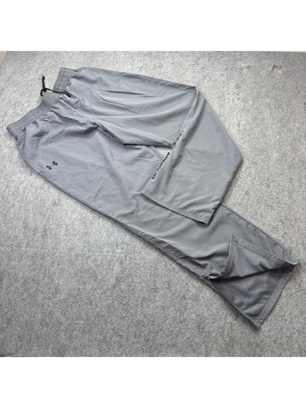 Under Armour Windbreaker Track Pants Men L Gray Ankle Zip Loose Vital 32" b012